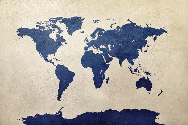 World Map Navy by Michael Tompsett wall art