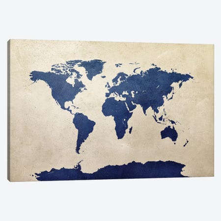 World Map Navy Canvas Print #MTO2781} by Michael Tompsett Art Print