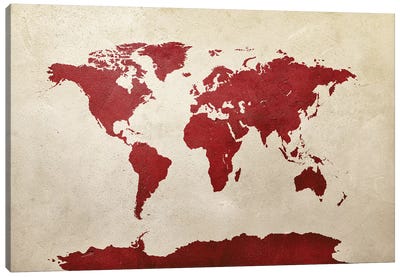 World Map Red Canvas Art Print - World Map Art