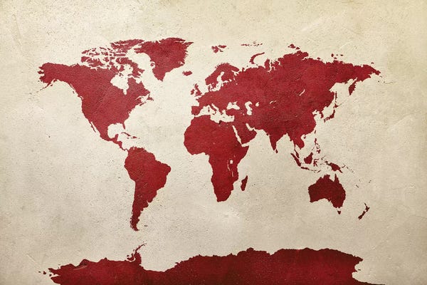 Globes: World Map Red by Michael Tompsett