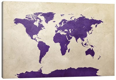World Map Purple Canvas Art Print - World Map Art
