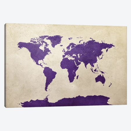 World Map Purple Canvas Print #MTO2783} by Michael Tompsett Art Print