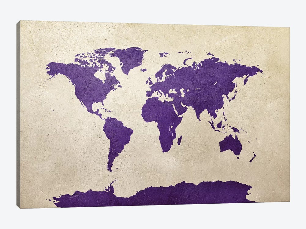 World Map Purple by Michael Tompsett 1-piece Art Print