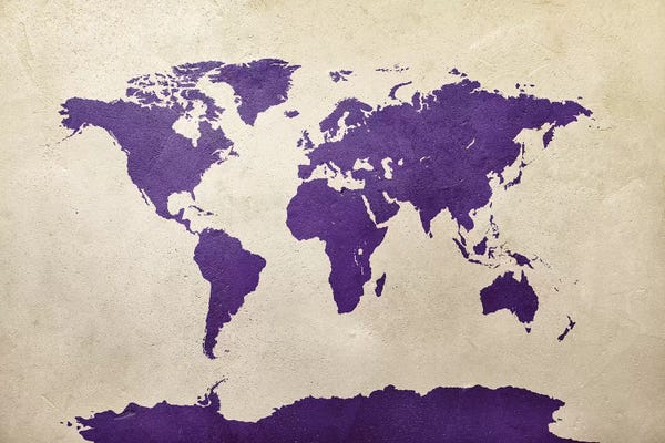 Globes: World Map Purple by Michael Tompsett
