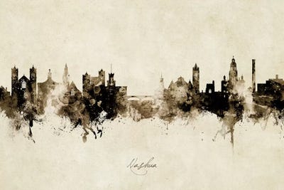 Nashua New Hampshire Skyline Vintage by Michael Tompsett art print