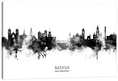 Nashua New Hampshire Skyline Name Bw Canvas Art Print - New Hampshire Art