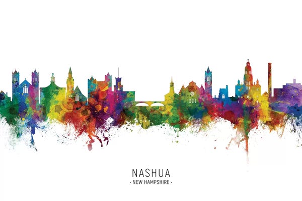 New Hampshire: Nashua New Hampshire Skyline City Name by Michael Tompsett