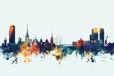 Halmstad, Sweden On Blue by Michael Tompsett canvas print