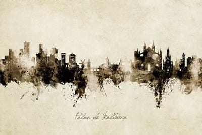 Palma De Mallorca Spain Skyline Vintage by Michael Tompsett art print