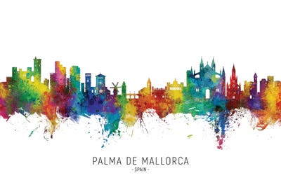 Palma De Mallorca Skyline City Name by Michael Tompsett framed canvas print