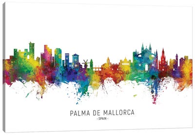Palma De Mallorca Skyline City Name Canvas Art Print