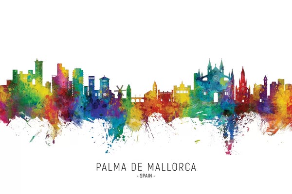 Balearic Islands: Palma De Mallorca Skyline City Name by Michael Tompsett