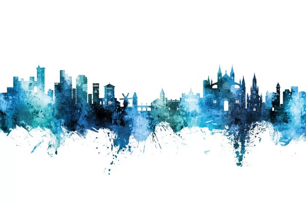 Balearic Islands: Palma De Mallorca Skyline Blue Teal by Michael Tompsett