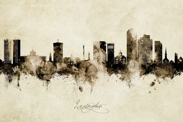Michael Tompsett: Lexington Kentucky Skyline Vintage by Michael Tompsett