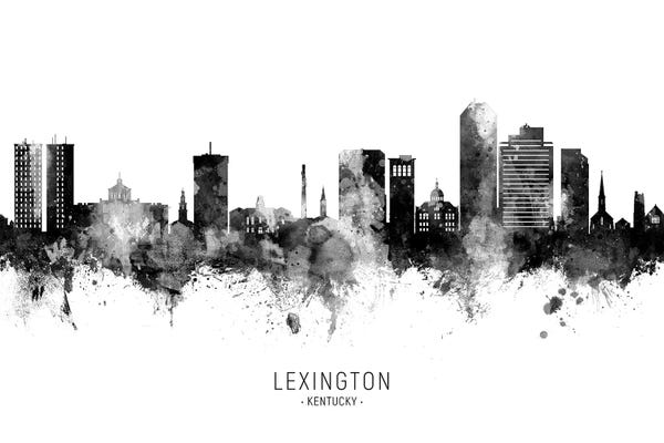 Kentucky: Lexington Kentucky Skyline Name Black And White by Michael Tompsett