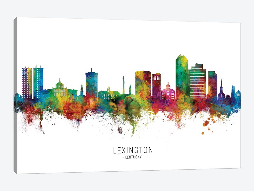 Lexington Kentucky Skyline City Name by Michael Tompsett 1-piece Canvas Art