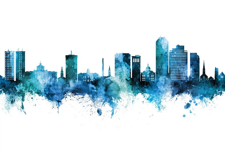 Lexington Kentucky Skyline Blue Teal by Michael Tompsett wall art