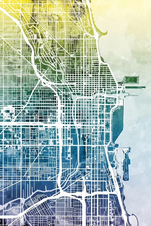 Gradient Map Of Chicago, Illinois, USA by Michael Tompsett wall art