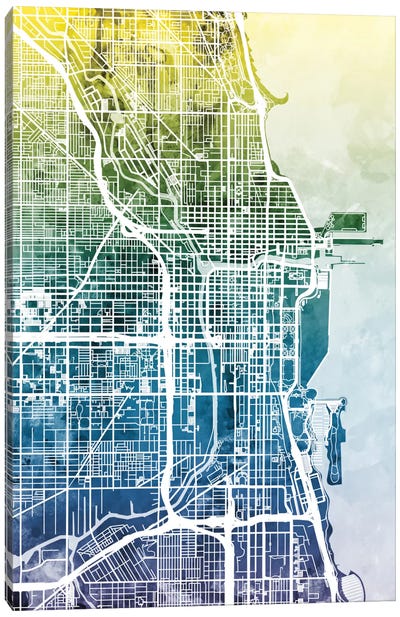 Chicago, Illinois, USA Canvas Art Print - Chicago Maps