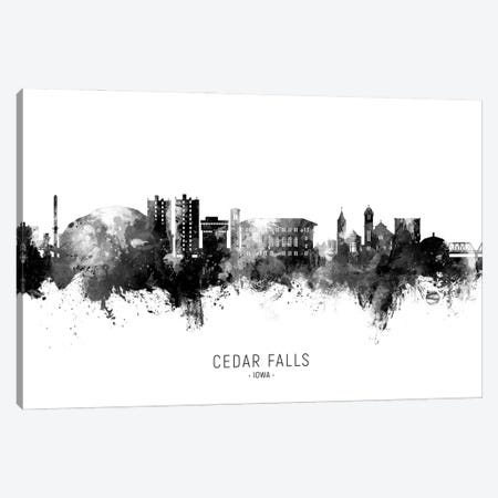 Cedar Falls Iowa Skyline Name Blank And White Canvas Print #MTO2801} by Michael Tompsett Canvas Artwork