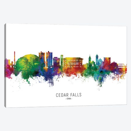 Cedar Falls Iowa Skyline City Name Canvas Print #MTO2802} by Michael Tompsett Canvas Art