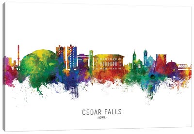 Cedar Falls Iowa Skyline City Name Canvas Art Print - Iowa Art