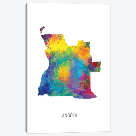 Angola Map Canvas Print #MTO2804} by Michael Tompsett Canvas Art Print