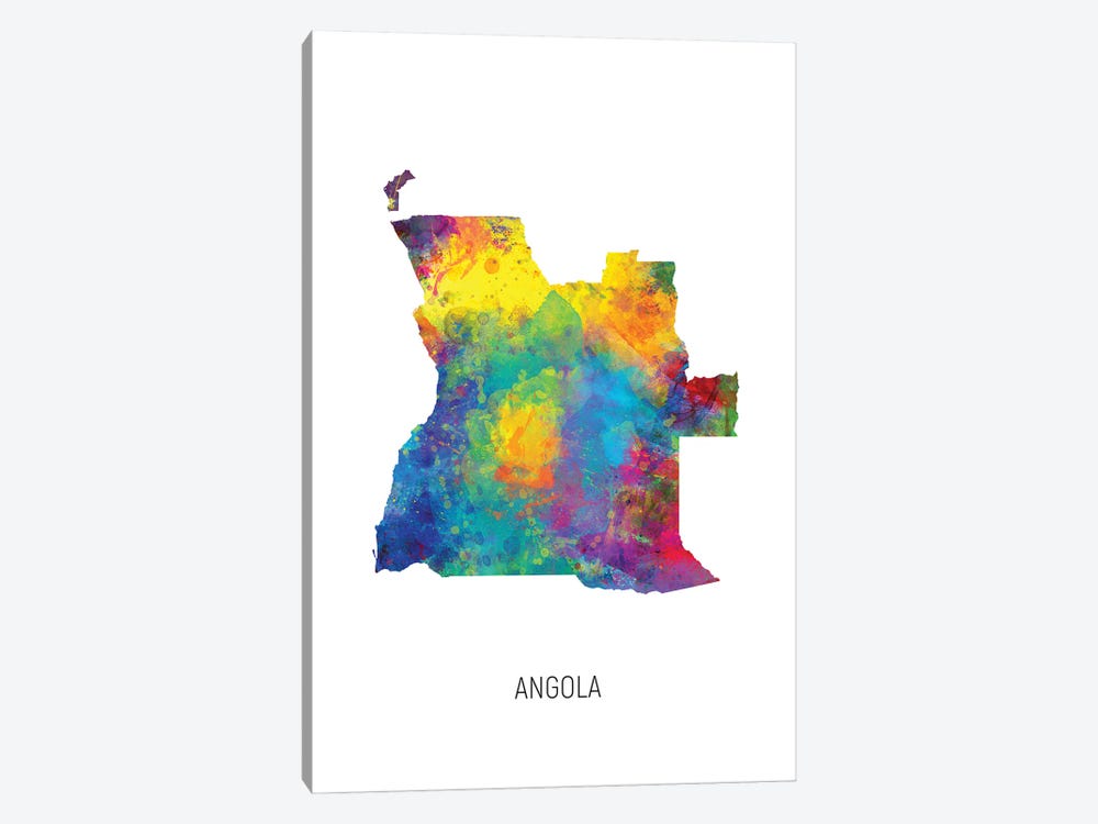 Angola Map by Michael Tompsett 1-piece Canvas Art