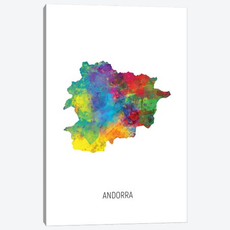 Andorra Map Canvas Print #MTO2805} by Michael Tompsett Canvas Print