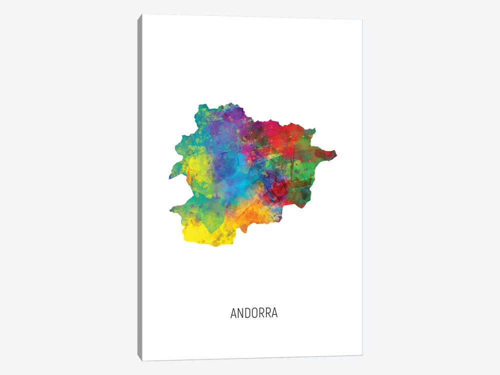 Andorra Map by Michael Tompsett 1-piece Art Print