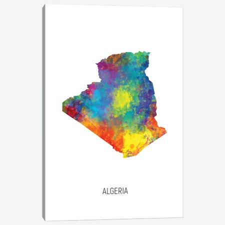Algeria Map Canvas Print #MTO2806} by Michael Tompsett Canvas Art Print