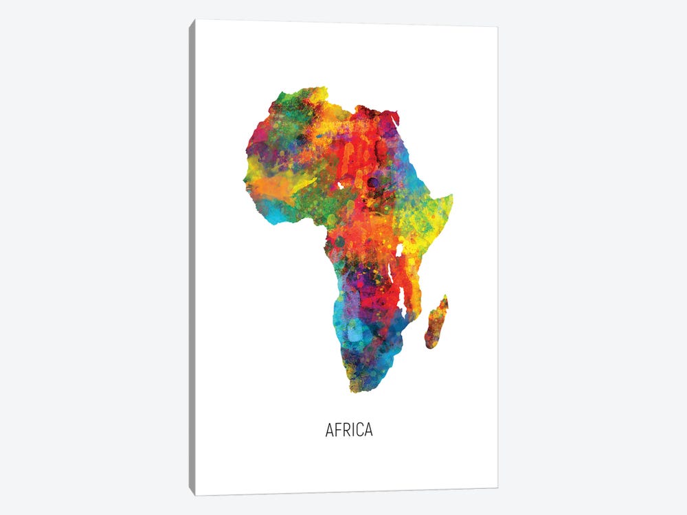 Africa Map by Michael Tompsett 1-piece Canvas Print