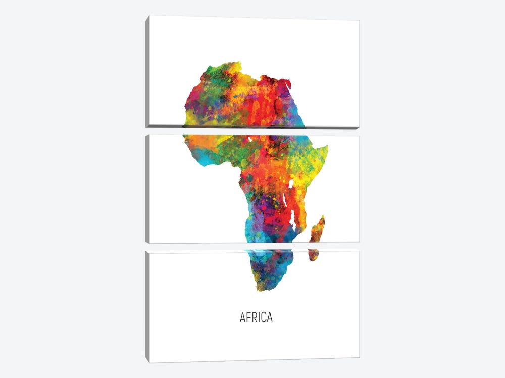 Africa Map by Michael Tompsett 3-piece Canvas Art Print