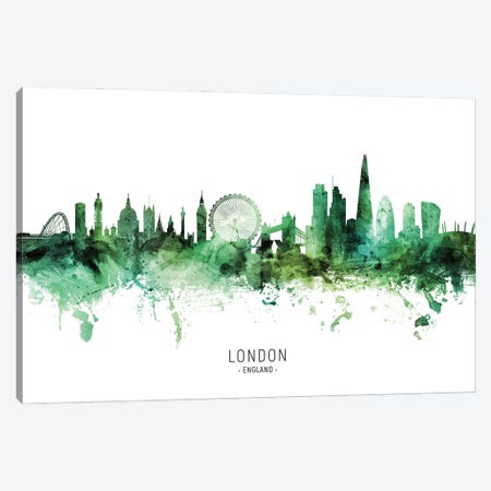 London England Skyline Green Canvas Print #MTO2809} by Michael Tompsett Canvas Wall Art