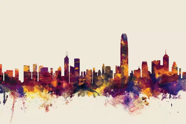 Beige Background Skyline Of Hong Kong, People's Republic Of China