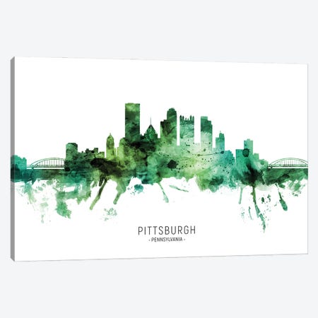 Pittsburgh Pennsylvania Skyline Green Canvas Print #MTO2811} by Michael Tompsett Canvas Art Print