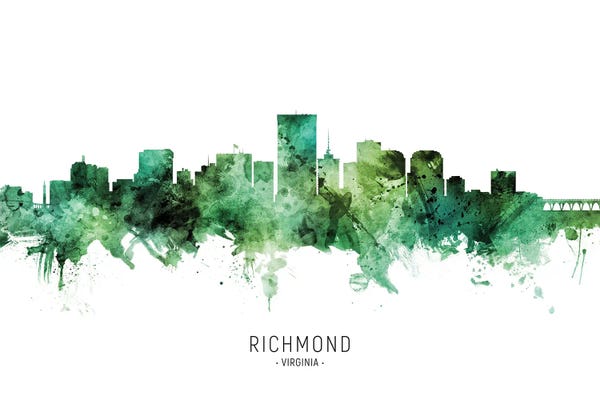 Richmond: Richmond Virginia Skyline Green by Michael Tompsett