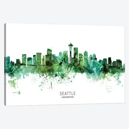 Seattle Washington Skyline Green Canvas Print #MTO2813} by Michael Tompsett Art Print