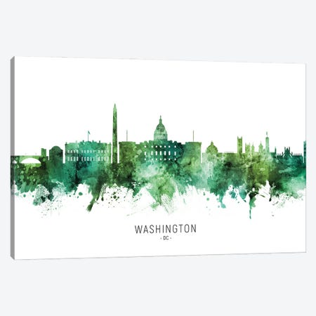 Washington DC Skyline Green Canvas Print #MTO2814} by Michael Tompsett Canvas Art