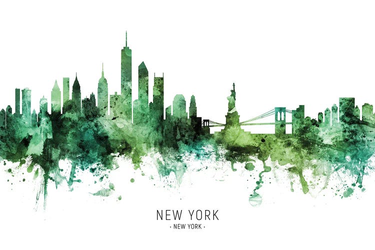 New York New York Skyline Green