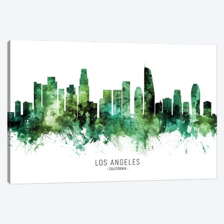 Los Angeles California Skyline Green Canvas Print #MTO2816} by Michael Tompsett Canvas Artwork