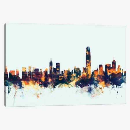 Hong Kong, People's Republic Of China On Blue Canvas Print #MTO281} by Michael Tompsett Canvas Print