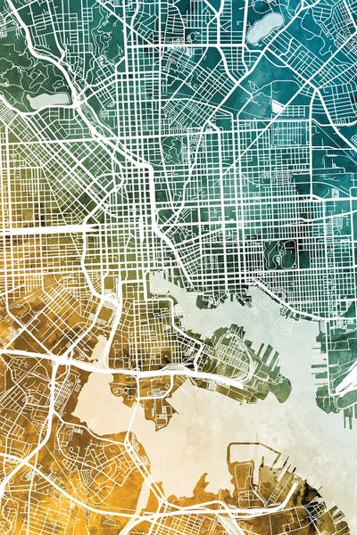 Michael Tompsett: Baltimore Maryland Map by Michael Tompsett