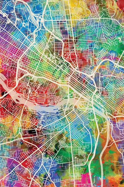 Richmond VA Map Color by Michael Tompsett canvas print