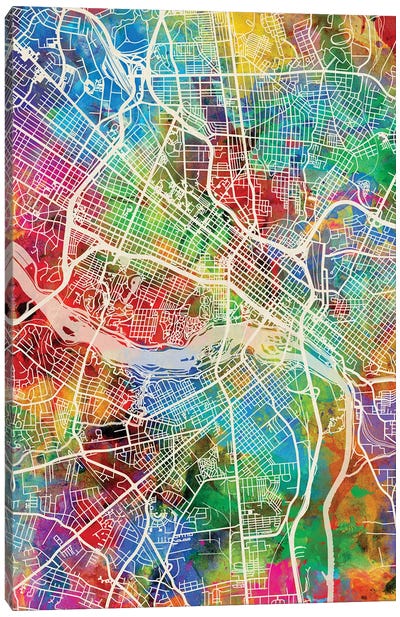 Richmond VA Map Color Canvas Art Print