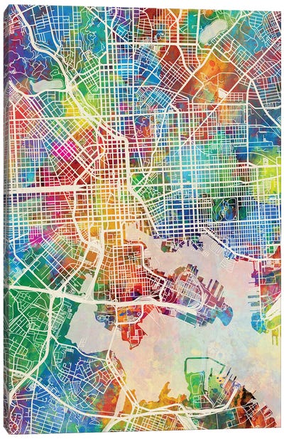 Baltimore MD Map Color Canvas Art Print - Baltimore Art