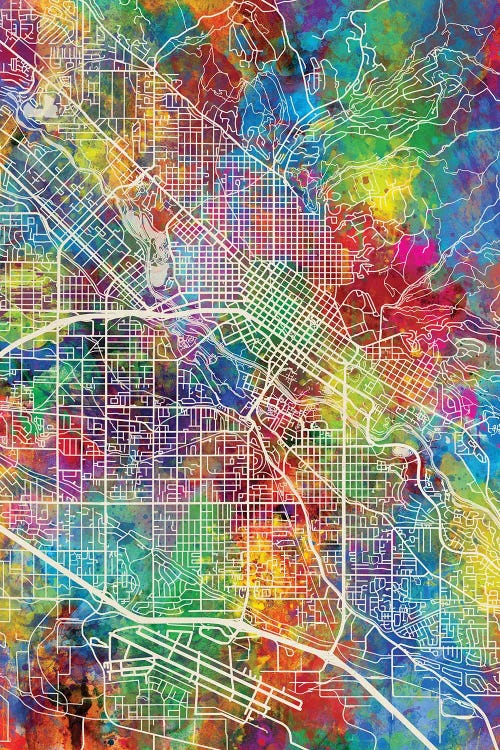Boise Idaho Map Color by Michael Tompsett wall art