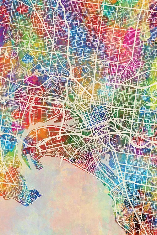 Melbourne Map Color by Michael Tompsett wall art