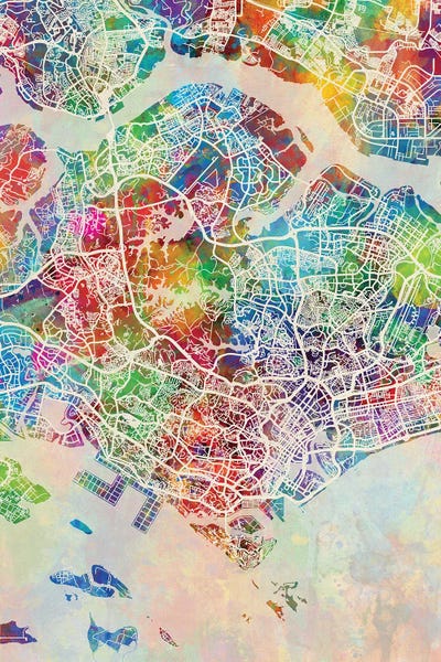 Singapore: Singapore Map Color by Michael Tompsett
