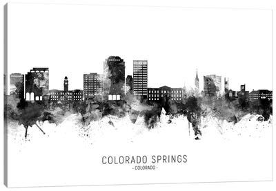 Colorado Springs  Skyline Name BW Canvas Art Print